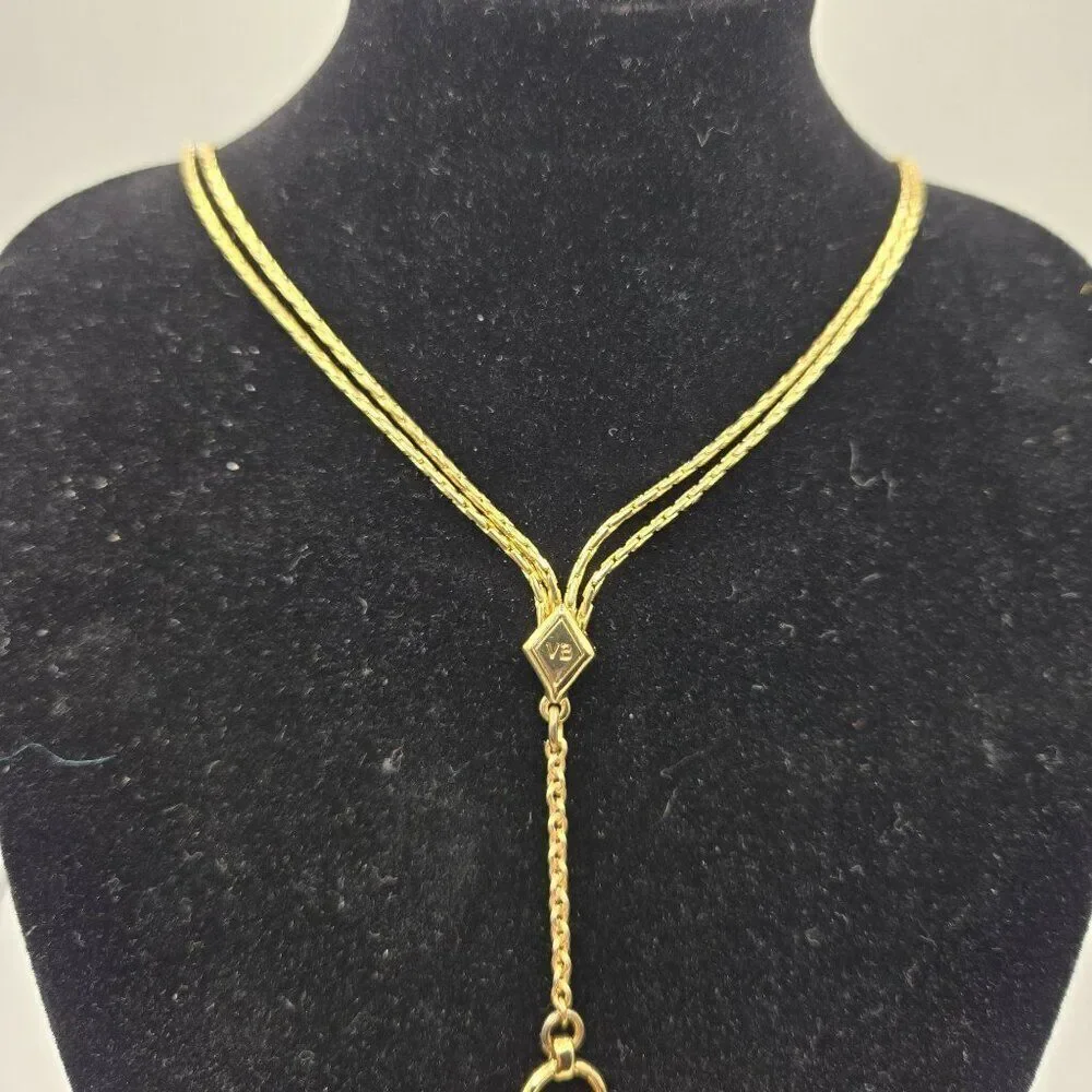 Vera Bradley Gold Tone Lariat Necklace Multi Strand